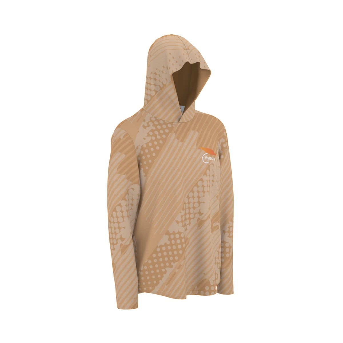 Orange Grunge Hooded Sun Shirt With Thumb Holes