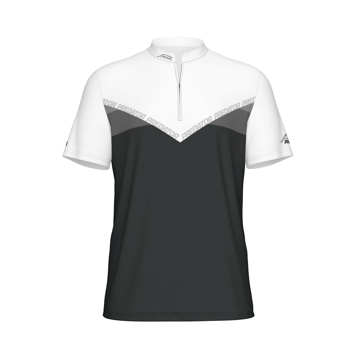 All-Over Print Men's Sports Collar Jersey With Black Zipper