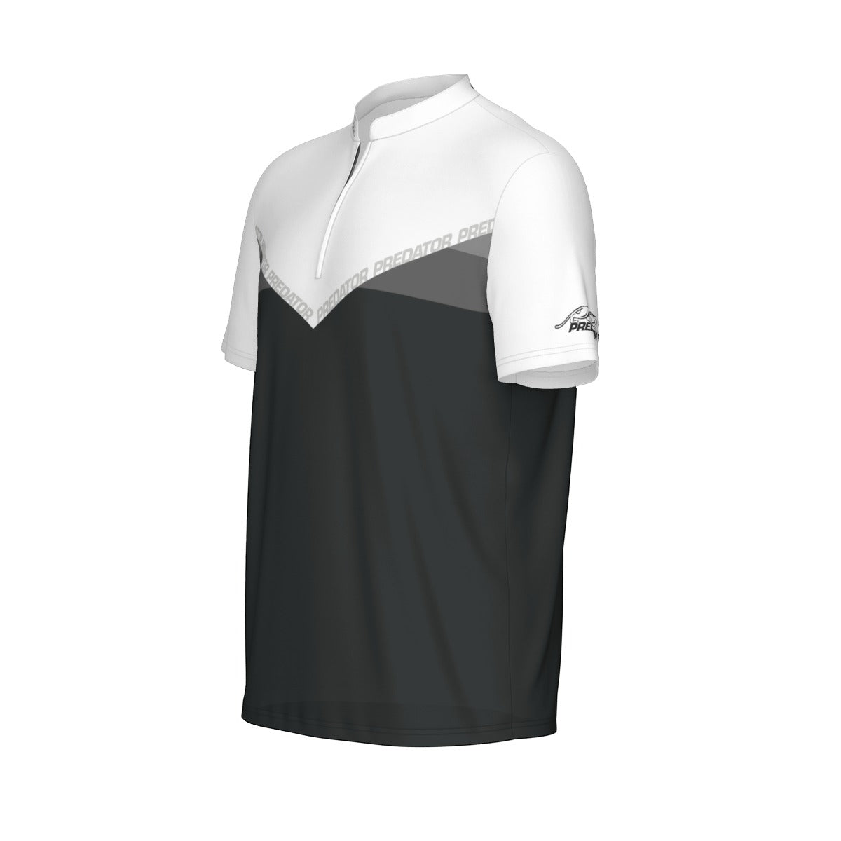 All-Over Print Men's Sports Collar Jersey With Black Zipper