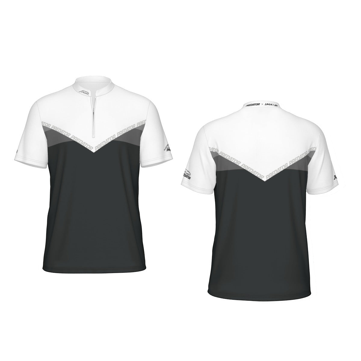 All-Over Print Men's Sports Collar Jersey With Black Zipper