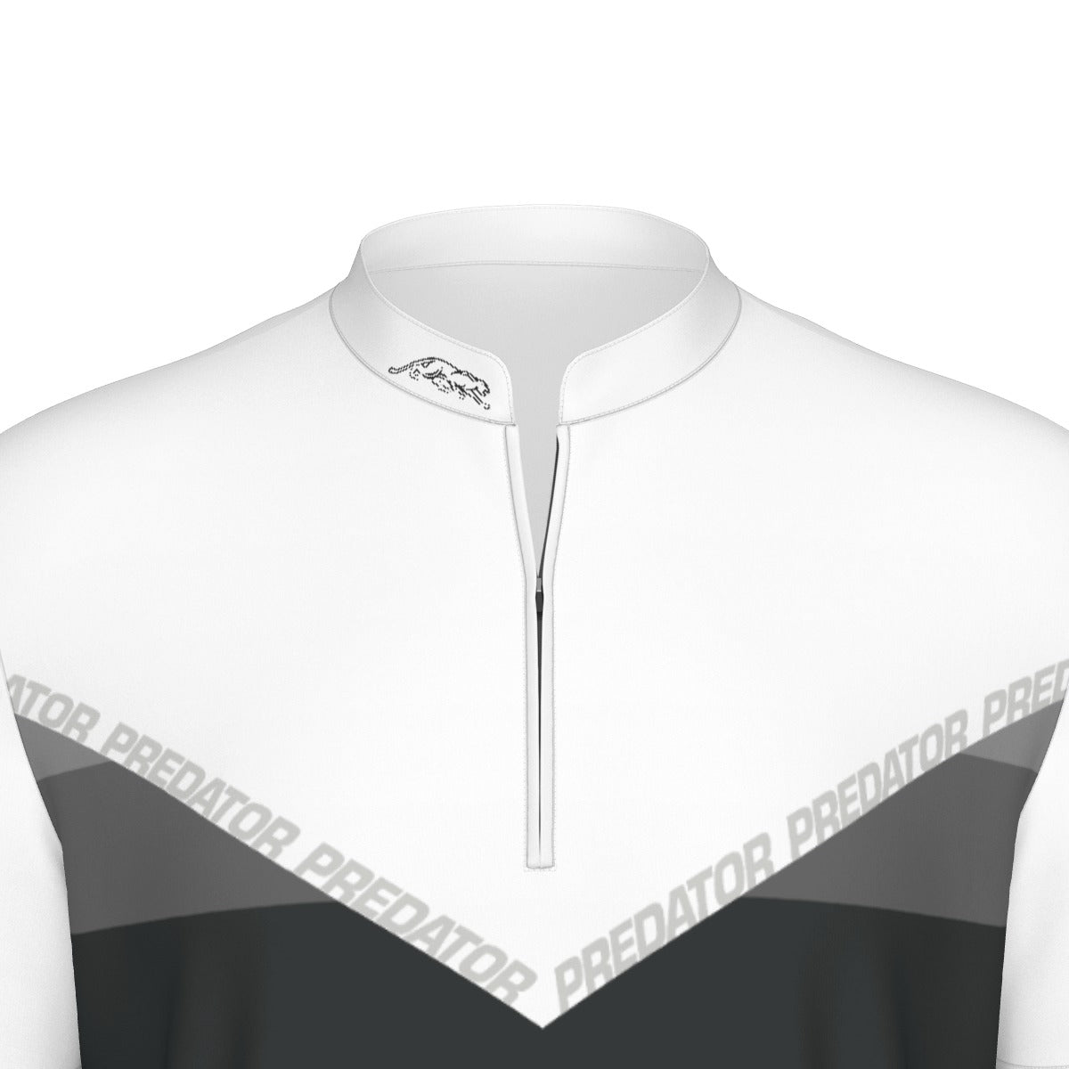 All-Over Print Men's Sports Collar Jersey With Black Zipper