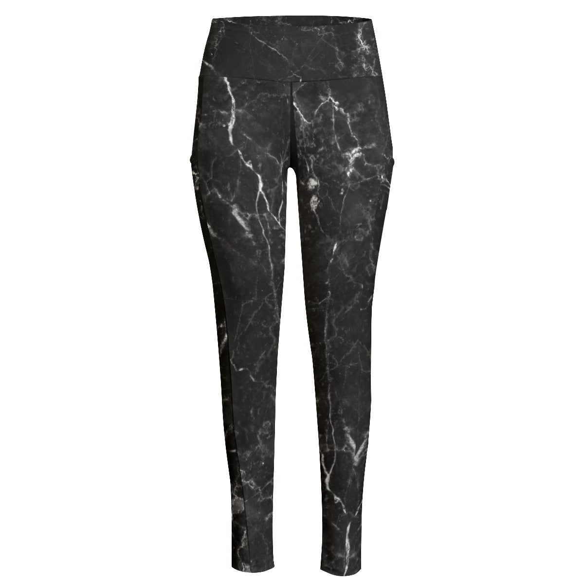 Black Marble High Waisted Pocket Leggings