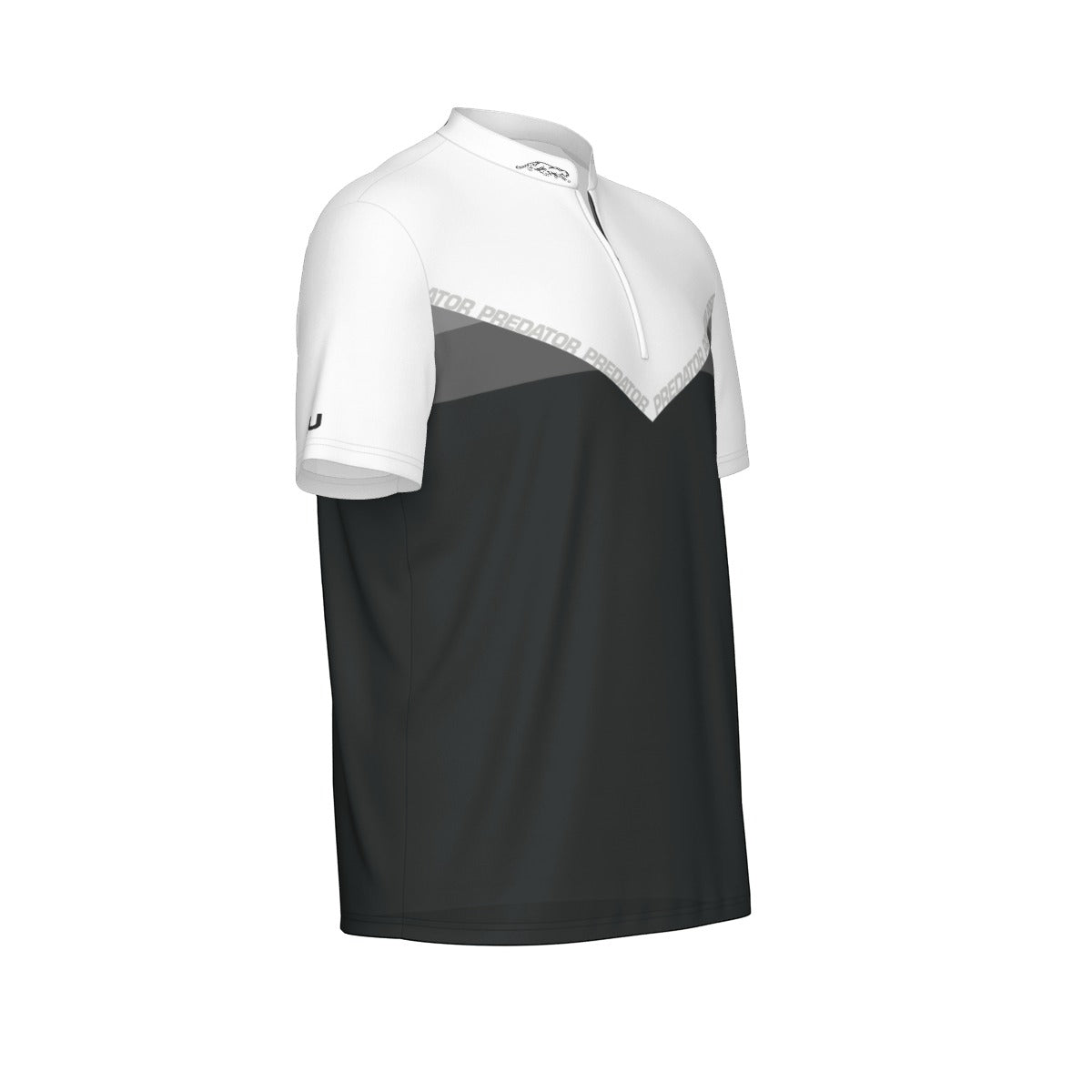 All-Over Print Men's Sports Collar Jersey With Black Zipper