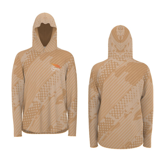 Orange Grunge Hooded Sun Shirt With Thumb Holes